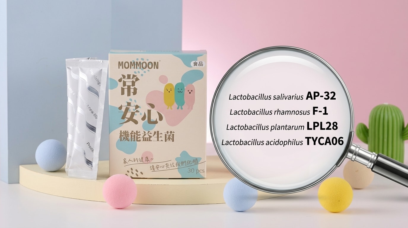買益生菌看菌株身分證專利編號-MOMMOON常安心機能益生菌